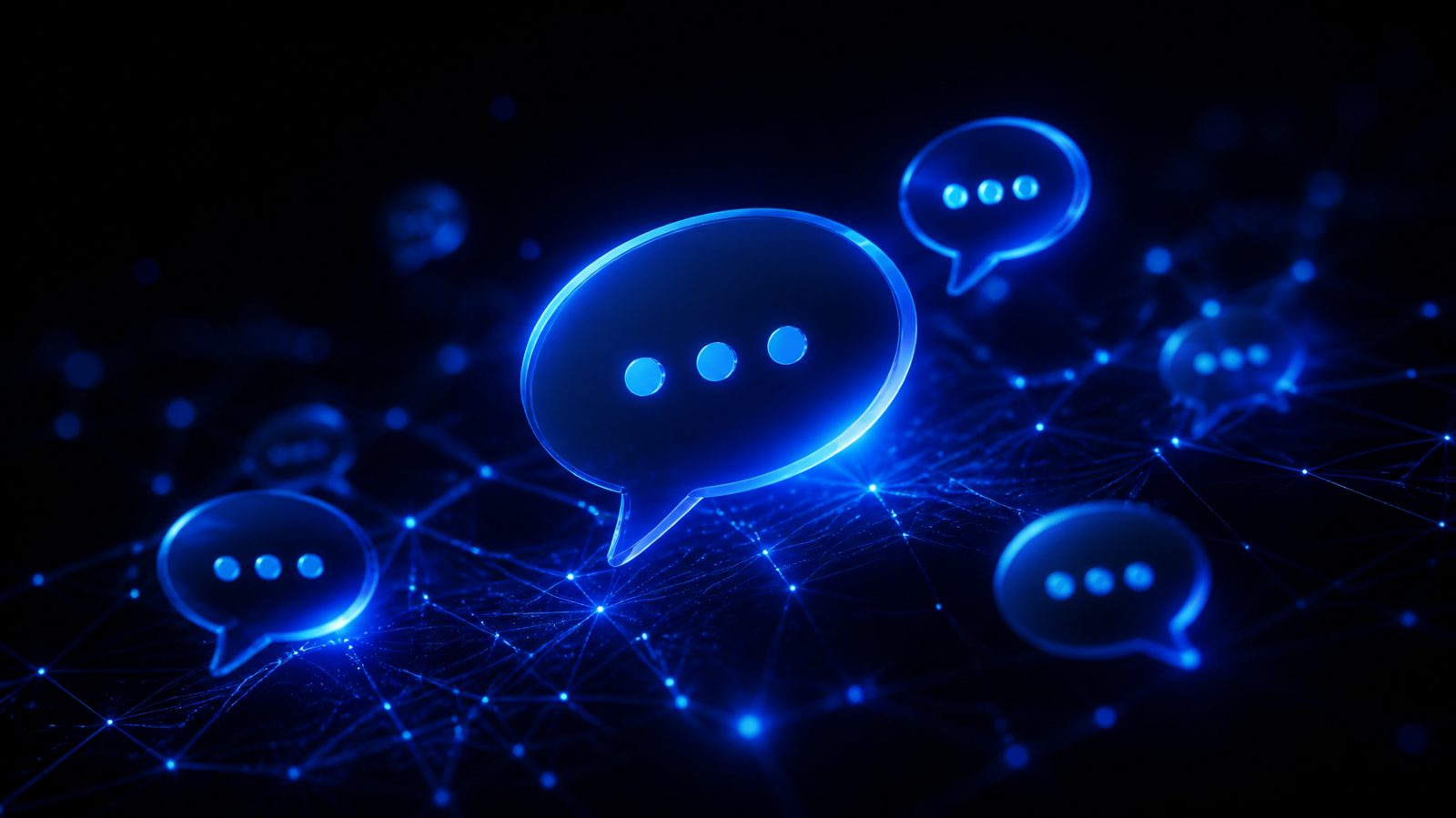 Balões de conversa conectados em rede